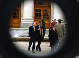 Martin McGuinness and Gerry Adams after their meeting with the Dublin Government on Tuesday