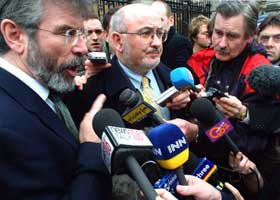 Gerry Adams and Caoimhghín Ó Caoláin reacted angrily to last Thursday's IMC report