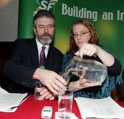 Gerry Adams and Sorcha Nic Cormaic at the Dublin AGM