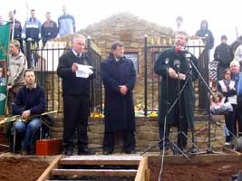 Gerry Adams addresses a commemoration in Strabane at the weekend