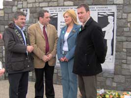 Sinn Féin TDs Arthur Morgan and Aengus Ó Snodaigh, Mary Murphy, candidate in the forthcoming local elections, and Conor Murphy MLA at the second annual commemoration in honour of Volunteer Keith Rogers