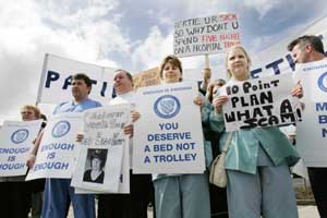 Nursing Union and patient representatives protest outside St Vincent's hospital in Dublin