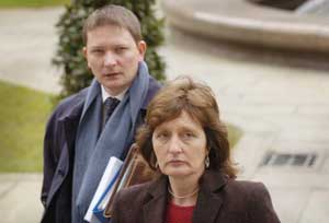 Geraldine Finucane, wife of murdered solicitor Pat Finucane with her son Michael