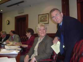 Monica Digney and Lisburn colleague Michael Ferguson in the Ballymena Council chamber