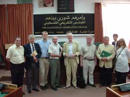 Aengus (left) and the other Irish parliamentarians at the Palestinian Legislative Council