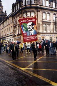 The Monaghan contingent with their new banner