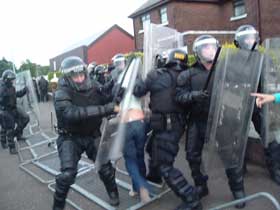 PSNI officers in riot gear attacked nationalist residents