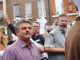 Gerry Adams MP and Arthur Morgan TD marching for the Rossport 5 to be released