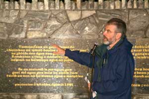 Gerry Adams unveils two memorial stones in Gulladuff