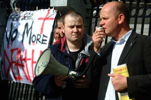 Cllr. Daithí Doolan addresses crowd at anti-homelessness rally