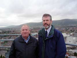 Gerry Adams MP and Fra McCann MLA at the Divis Tower