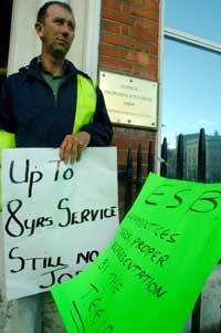 ESB apprentice workers protesting at the offices of the TEEU asking for proper representation from their union