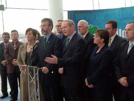 Gerry Adams speaking at the Waterfront