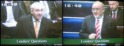 Bertie Ahern and Caoimhghín Ó Caoláin pictured in the Dáil