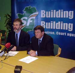 Gerry Adams addresses a press conference