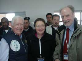 Bairbre de Brún is pictured with ex-US President Jimmy Carter (left) and European GUE/NGL President Francis Wurst