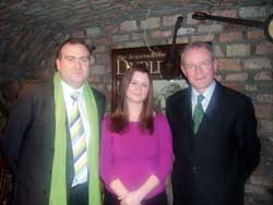 Shane O'Connor, Joanne Corcoran and Martin McGuinness at the selection convention in the Pollyhops Pub, Newcastle for Dublin Mid-West