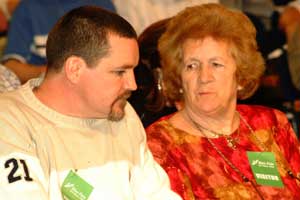 Niall Connolly at the Ard Fheis with his mother Madeleine