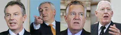 Tony Blair, Bertie Ahern, Peter Hain & Ian Paisley