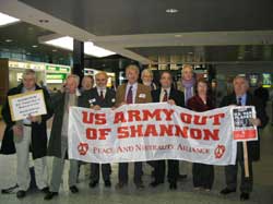 Sinn  Féin  International  Affairs  and  Human Rights spokesperson Aengus Ó Snodaigh and other TDs in Shannon Airport