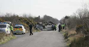 The school bus crash on the Bog Road outside Clara, County Offaly, in which one young pupil died