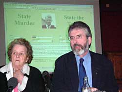 Gerry Adams with Eileen Fox (sister of Seamus Ludlow)