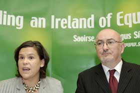 Sinn Féin's Dublin MEP Mary Lou McDonald and Caoimhghín Ó Caoláin TD