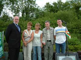 Sean Mac Manus,  Sinn Féin candidate for Sligo / North Leitrim in the forthcoming general election with Joe McDonnell's family and Owen Carron, Bobby Sands' election agent in the 1981 Fermanagh/South Tyrone by-election