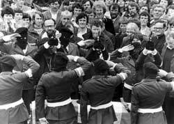 IRA Volunteers salute their comrade, Martin Hurson