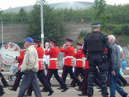 SHORT STRAND - Numerous bands, with clear affiliations to loyalist death squads, marched along the Newtownards Road