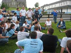 Youth camp participants listen to former Hunger Striker, Laurence McKeown