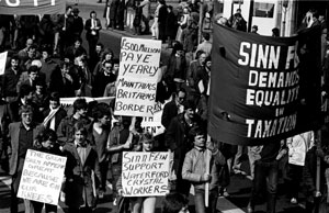 Sinn Féin protesting against the high tax rates for PAYE workers, and the lax approach to tax dodgers, during a tax march in Dublin in 1983