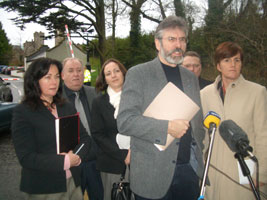 The Sinn Féin delegation led by Party Gerry Adams that met British Health Minister Paul Goggins last Monday