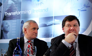 Bertie Ahern and Brian Cowen at the Irish Government launch of a new ‘National Development Plan’