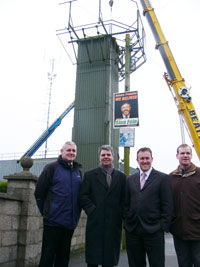 In Crossmaglen to witness the breaking up of the British Army spy post: Councillor Colman Burns, Councillor Cathal Boylan, Conor Murphy MP and Councillor Terry Hearty