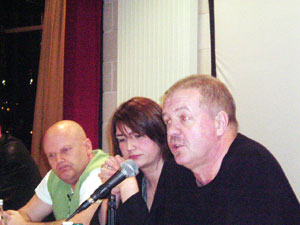 Paul McIlwaine, Andree Murphy of RFJ and Raymond McCord at collusion debate