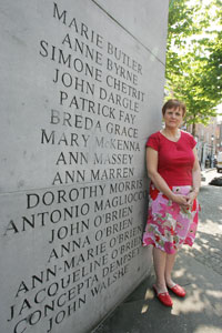 Margaret Urwin at the Memorial of the 1974 bombings in Dublin