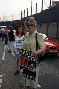 Emma with Brenda Downes on Plastic Bullet Vigil