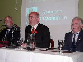 Pictured at the press conference in Monaghan on Monday 14 May, Cllr. Brian McKenna (Monaghan County Council), Caoimhghín Ó Caoláin TD and Cllr. John Martin (Cootehill Town Council).