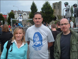 Drogheda Sinn Féin members were present at the brief visit of a mobile skateboard park
