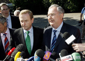 Fine Gael leader Enda Kenny and former Labour Party leader Pat Rabbitte