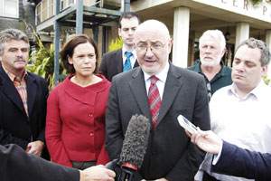 Caoimhghín Ó Caoláin speaking after Sinn Féin’s Oireachtas planning meeting in Howth, County Dublin