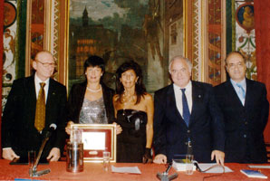 Silvia Calamati (second from the left) with members of the jury during the award ceremony in Salerno, Italy