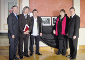 Newry and South Armagh MLA’s Cathal Boylan, Mickey Brady with John Taggart, Bernie Wownie and Conor Murphy, MP, with relatives of victims killed by Paras in Ballymurphy