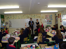 Pearse Doherty speaking at Gaelscoil  Portlaoise