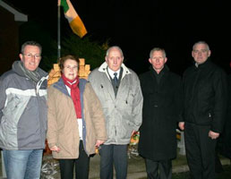 Sinn Féin MP Conor Murphy, Fergal Caraher’s parents, Mary and Peter John, and Sinn Féin Councillors Brendan Curran and Colman Burns at the memorial in South Armagh dedicated to Fergal Caraher