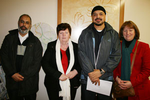 • Alice and Briege pictured with Unity FM Community Radio presenters where they did an hour-long live programme