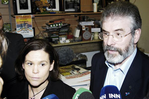 Mary Lou McDonald and Gerry Adams after the Sinn Féin meeting to finalise plans for the party’s campaign in opposition to the Lisbon Treaty