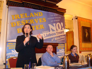 Mary Lou McDonald MEP addresses the Dublin meeting