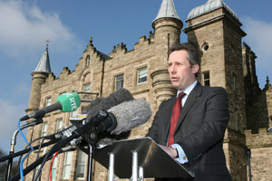 Ian Paisley junior at the steps of Stormont Castle where he tendered his resignation